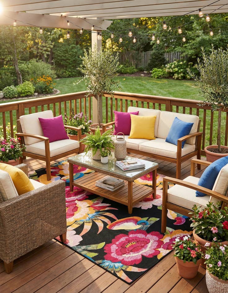 Detail image of 9' x 12'  Washable Botanical Indoor / Outdoor Rug