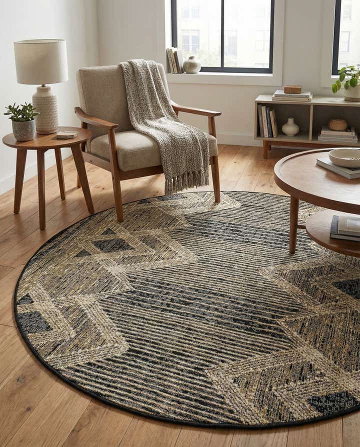 5' x 5' Easy-Clean Modern Indoor / Outdoor Round Rug