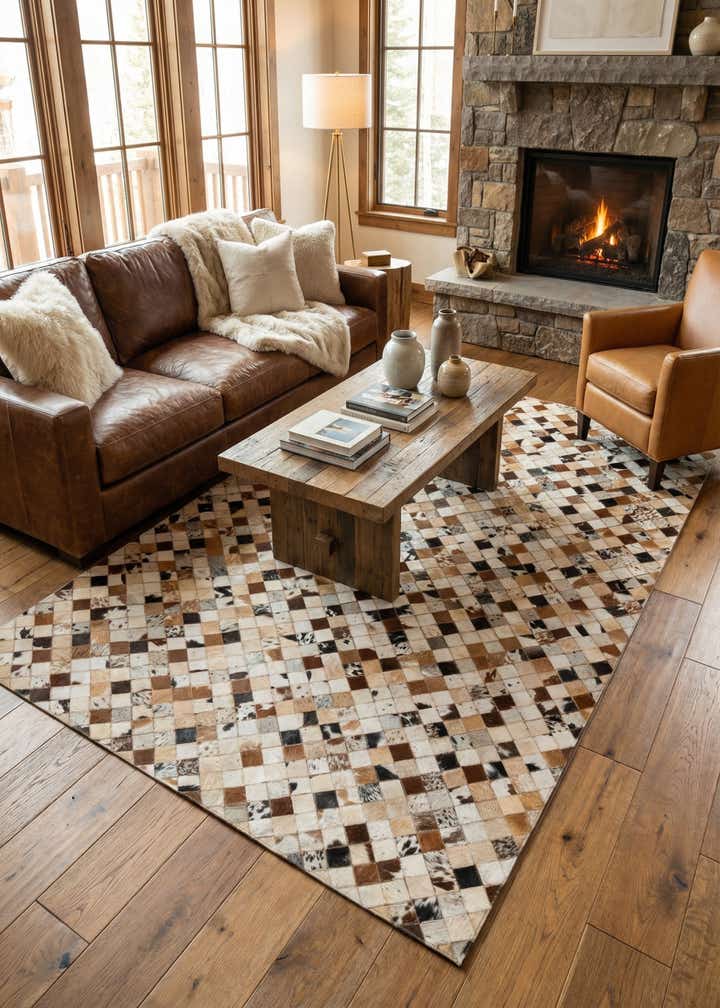 5' x 8' Cowhide Leather Rug
