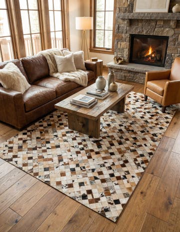 5' x 8' Cowhide Leather Rug