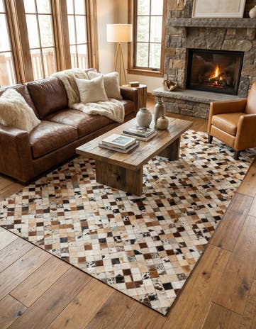 5' x 8' Cowhide Leather Rug