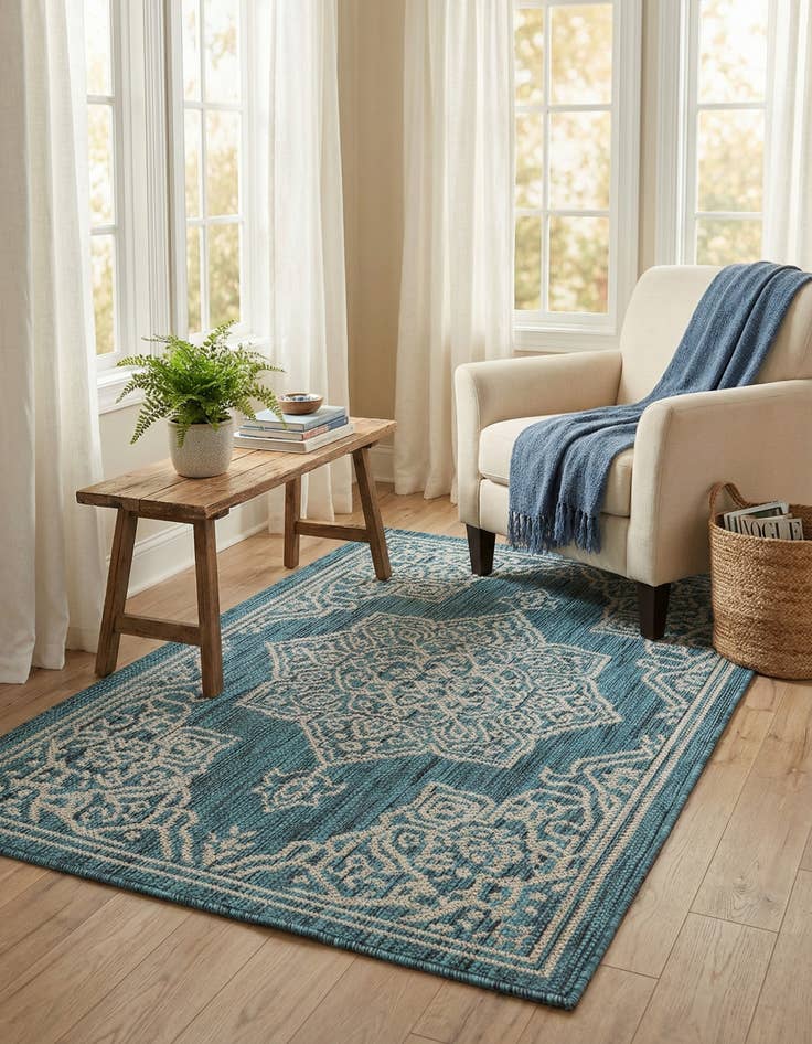 Detail image of 2' x 3'  Washable Traditional Indoor / Outdoor Rug