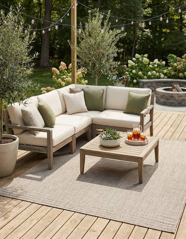 Detail image of 10' x 10'  Washable Solid Indoor / Outdoor Square Rug