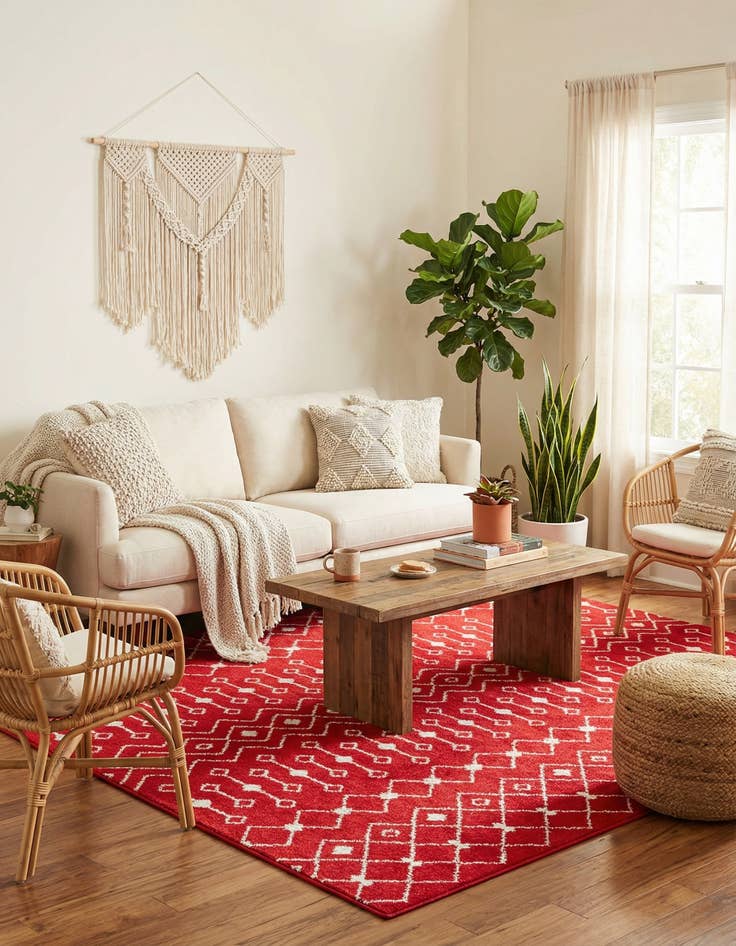 Detail image of  7' 10 x 7' 10 Moroccan Trellis Square Rug