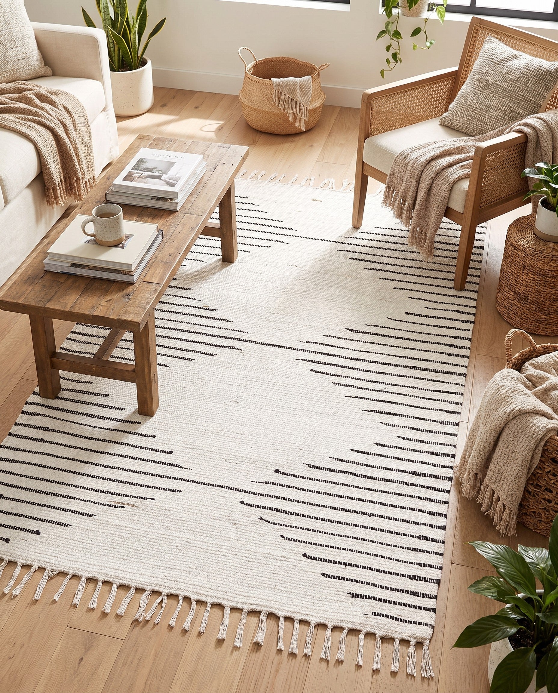 4' 1 x 6' 1 Hand Woven Chindi Cotton Rug