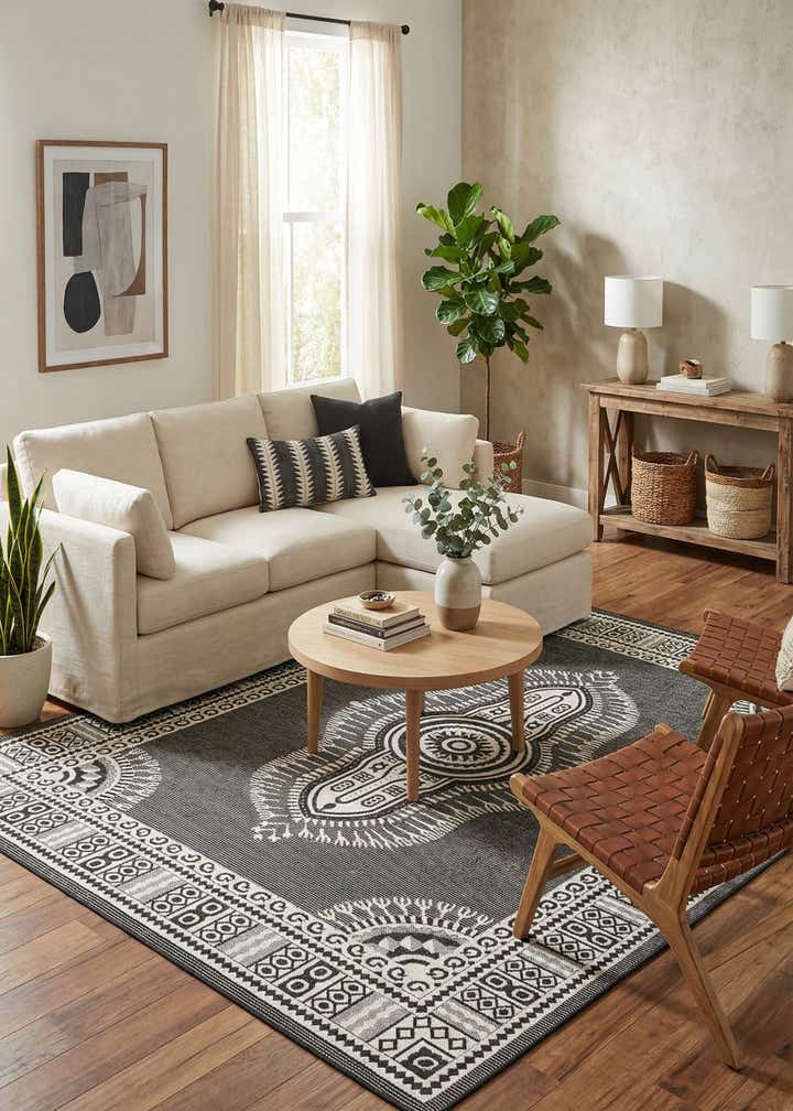 9' x 12' Easy-Clean Traditional Indoor / Outdoor Rug