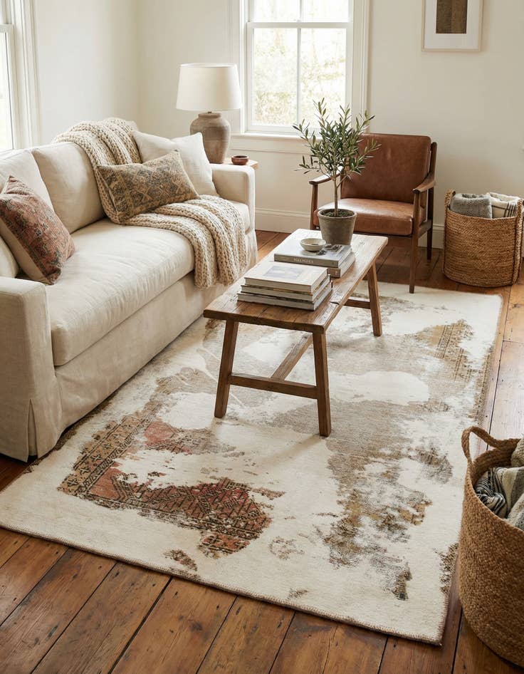 Detail image of 3' 9 x 6' 2  Hand Knotted Ultra Vintage Persian Wool Rug