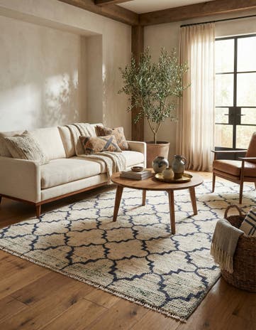 4' 7 x 8' 3 Hand Knotted Moroccan Wool Rug