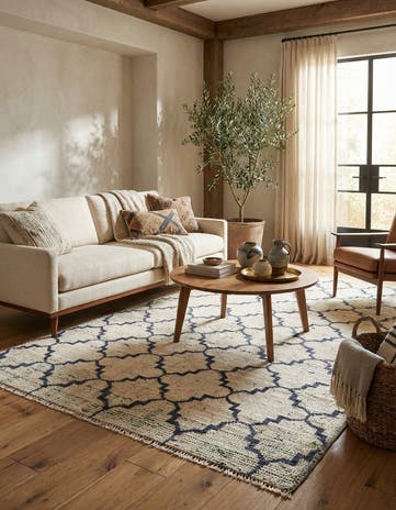 4' 7 x 8' 3 Hand Knotted Moroccan Wool Rug