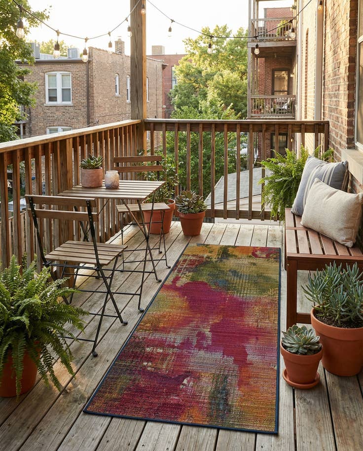 Detail image of 2' x 4' Easy-Clean Modern Indoor / Outdoor Runner Rug