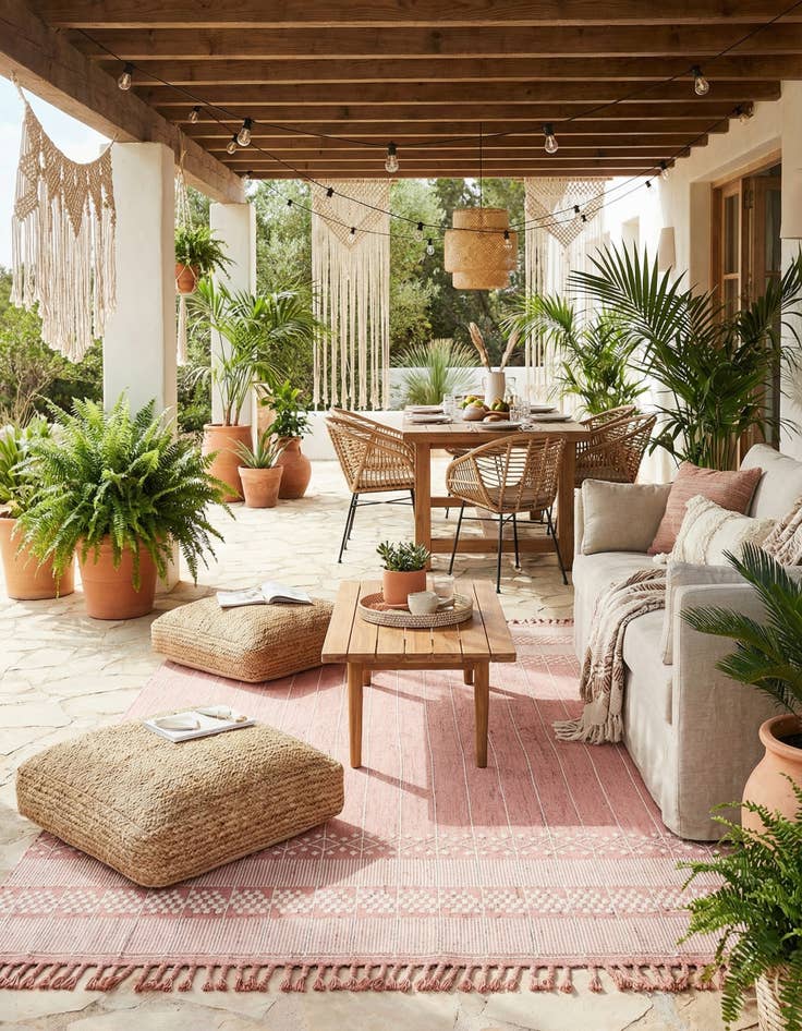 Detail image of 10' x 14' 1 Easy-Clean Eco Bohemian Indoor / Outdoor Rug