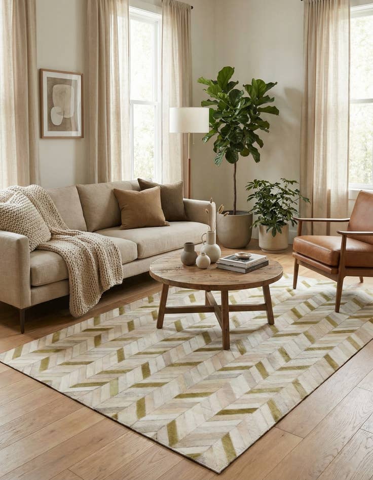 Detail image of 4' x 5' 10 Cowhide Leather Rug