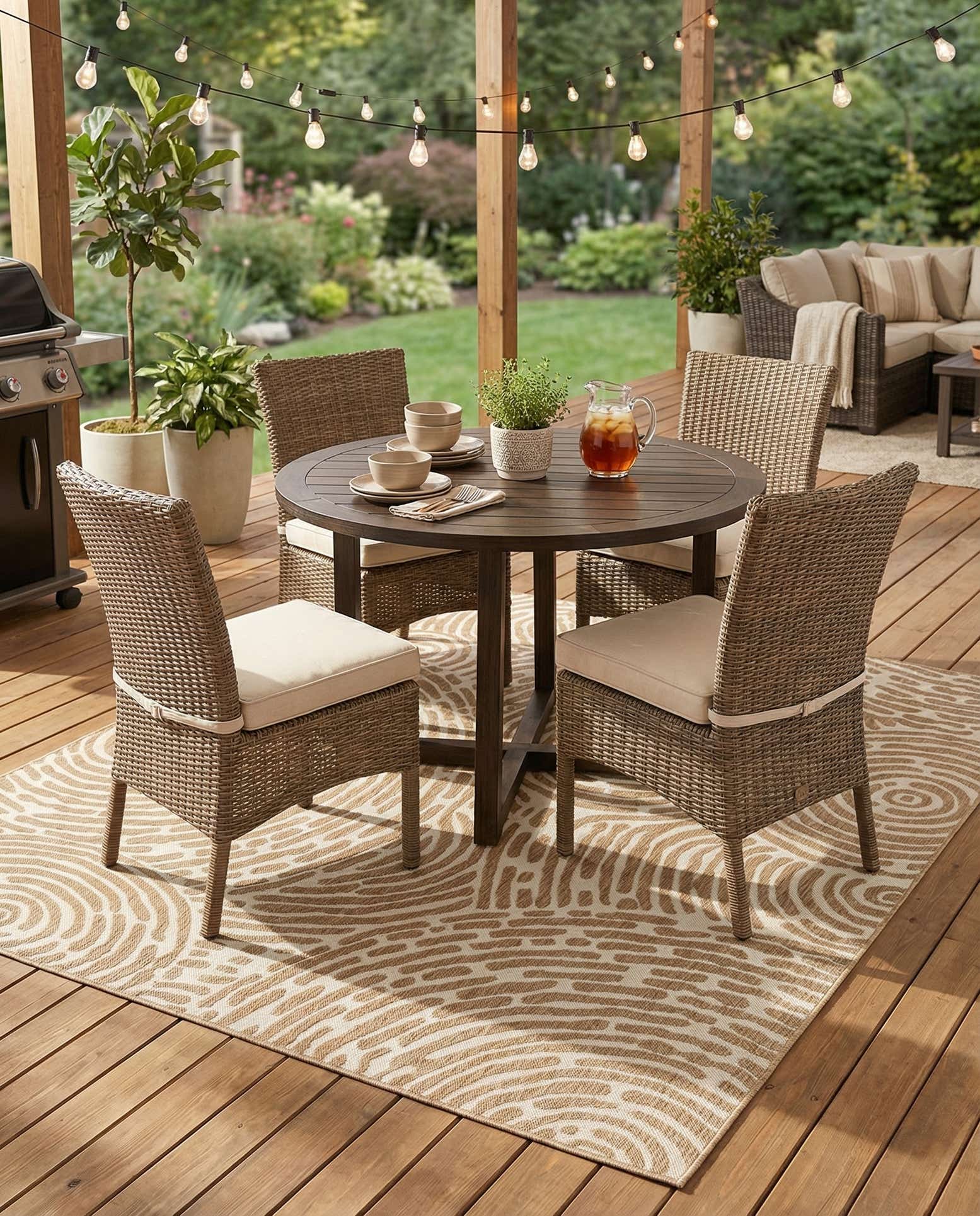 7' 10 x 7' 10 Easy-Clean Modern Indoor / Outdoor Square Rug