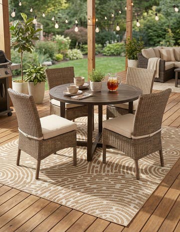 7' 10 x 7' 10 Easy-Clean Modern Indoor / Outdoor Square Rug