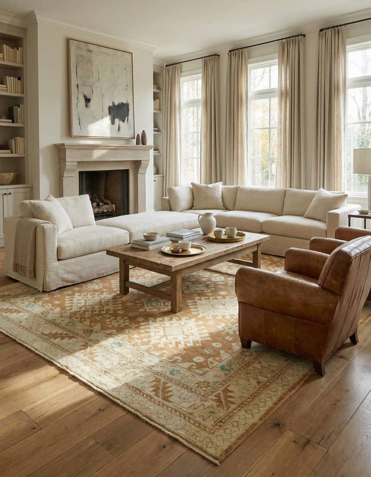 Detail image of 9' 6 x 12' 6  Hand Knotted Peshawar Ziegler Wool Rug