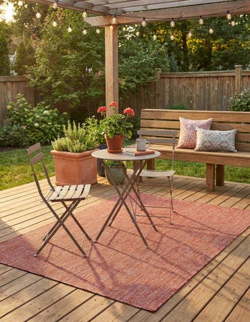 Rust Red Easy-Clean Solid Indoor / Outdoor Rug