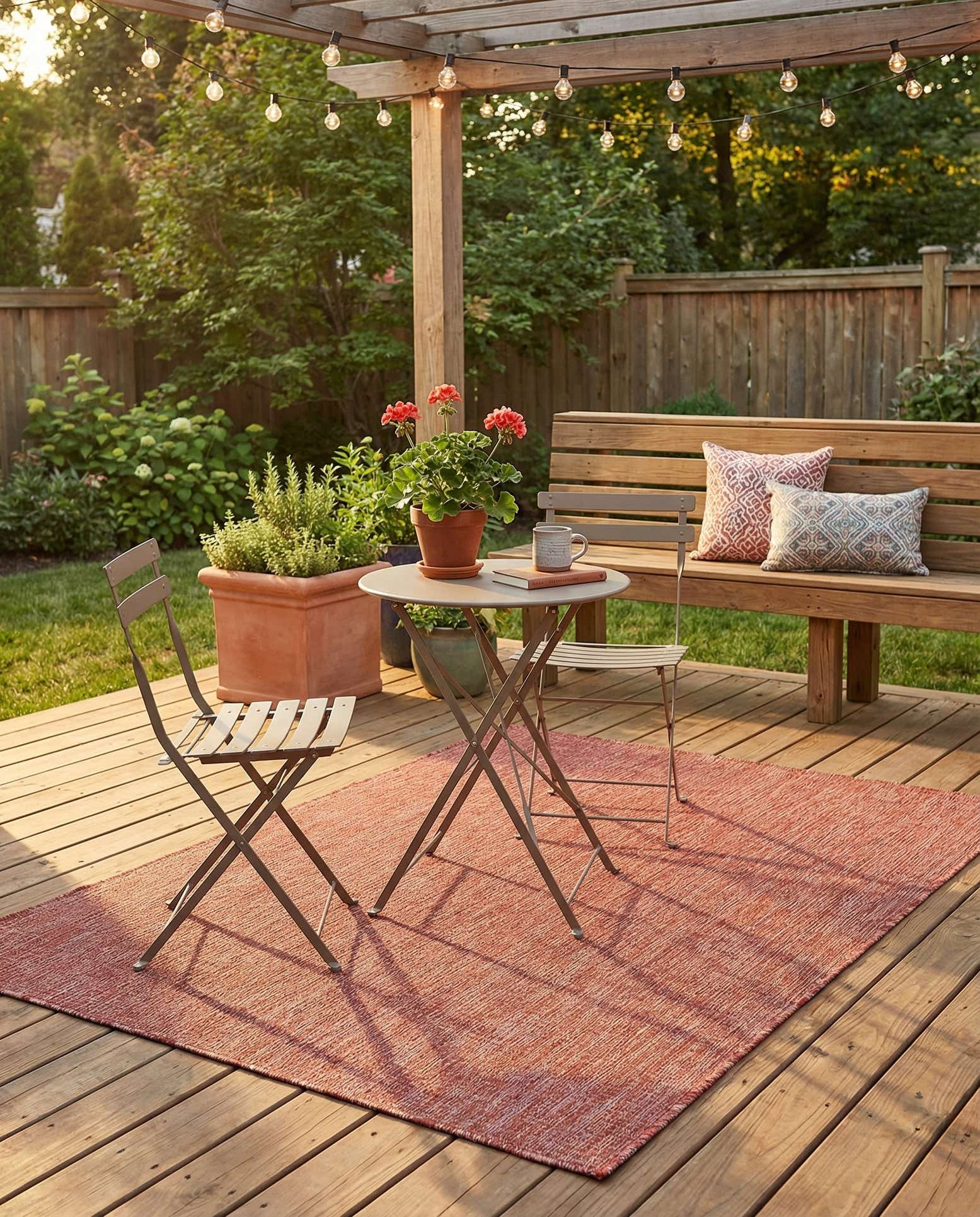 4' x 6' Easy-Clean Solid Indoor / Outdoor Rug