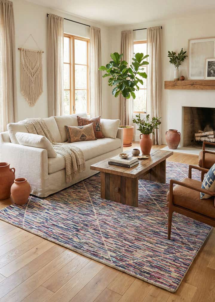 7' 9 x 9' 8 Hand Knotted Moroccan Wool Rug