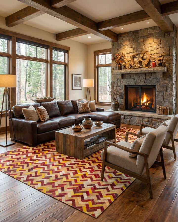 5' 2 x 8' Cowhide Leather Rug