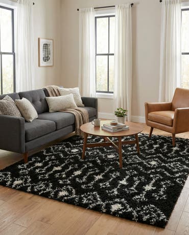  4' x 4' Moroccan Trellis Shag Square Rug