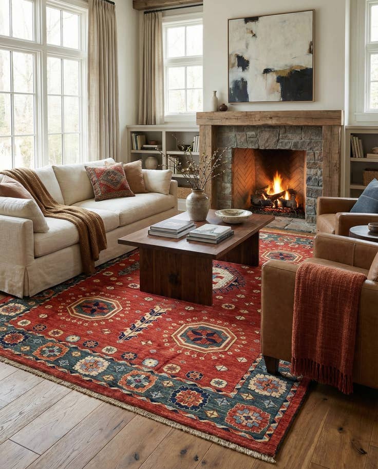 Detail image of 6' 8 x 9' 7 Hand Knotted Kazak Wool Rug