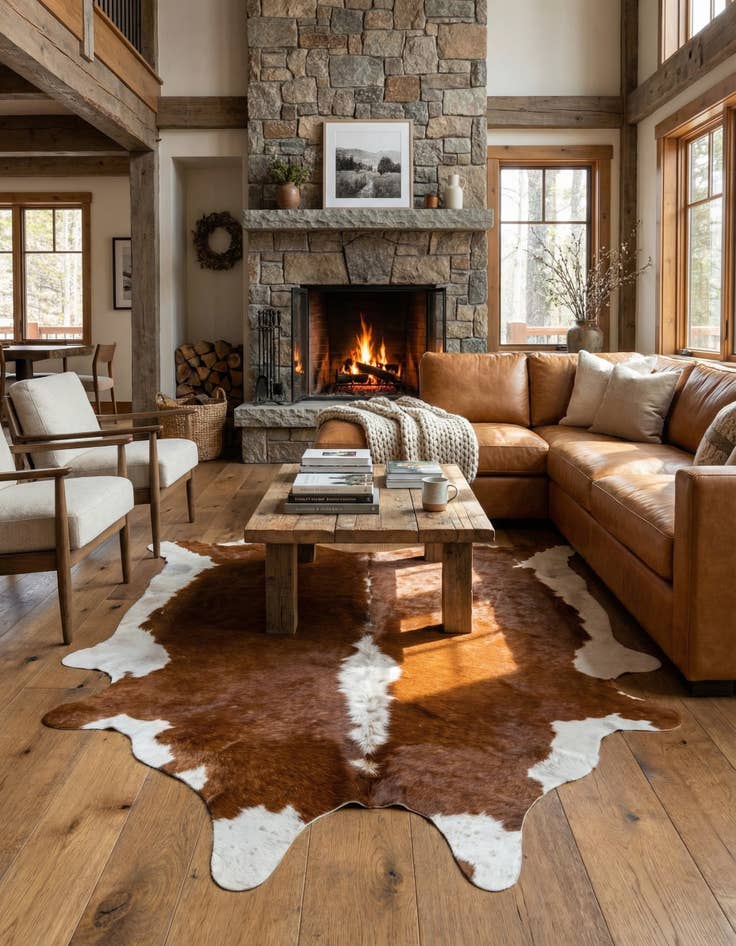 Detail image of 5' 4 x 6' 1 Cowhide Leather Rug