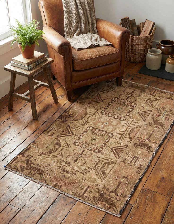 Detail image of  2' 9 x 4' 6  Hand Knotted Ultra Vintage Persian Wool Rug