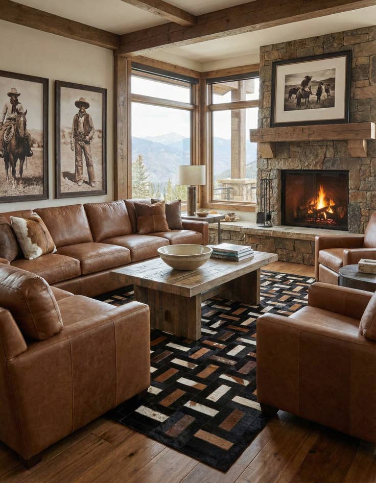 Detail image of  5' 3 x 8' 1 Cowhide - Patchwork Rug