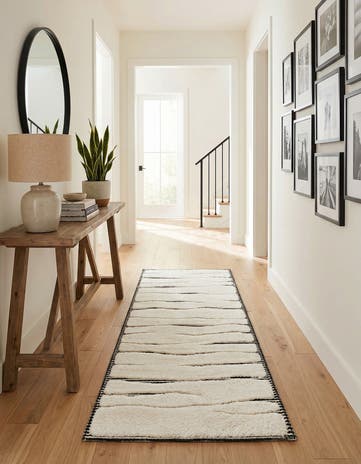 Ivory White Prismatic Runner Rug