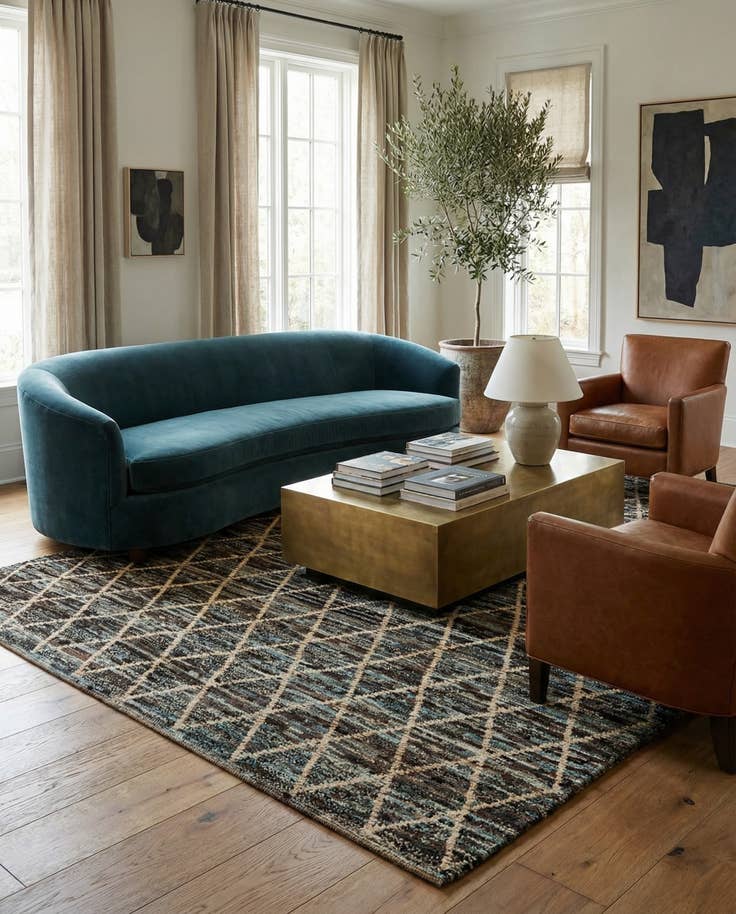 Detail image of 5' 8 x 8' Hand Knotted Moroccan Wool Rug