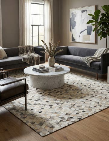 5' x 7' 10 Cowhide Leather Rug