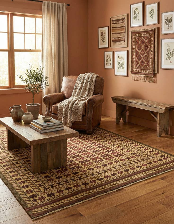 Detail image of 4' x 6' 1  Hand Knotted Sumak Wool Rug