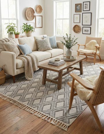 Sandy Beige Arlo Square Rug