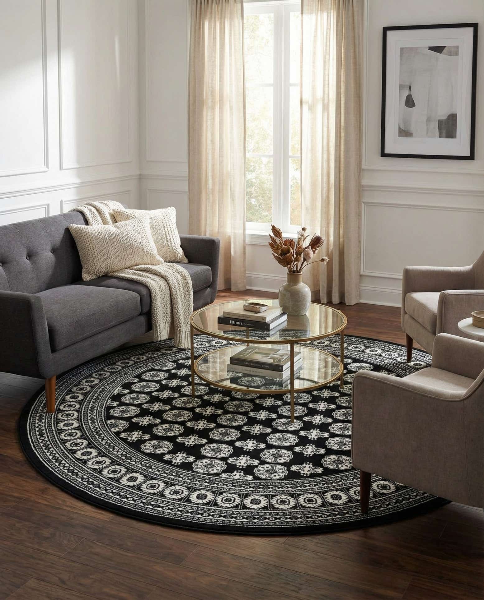 7' 10 x 7' 10 Bokhara Round Rug