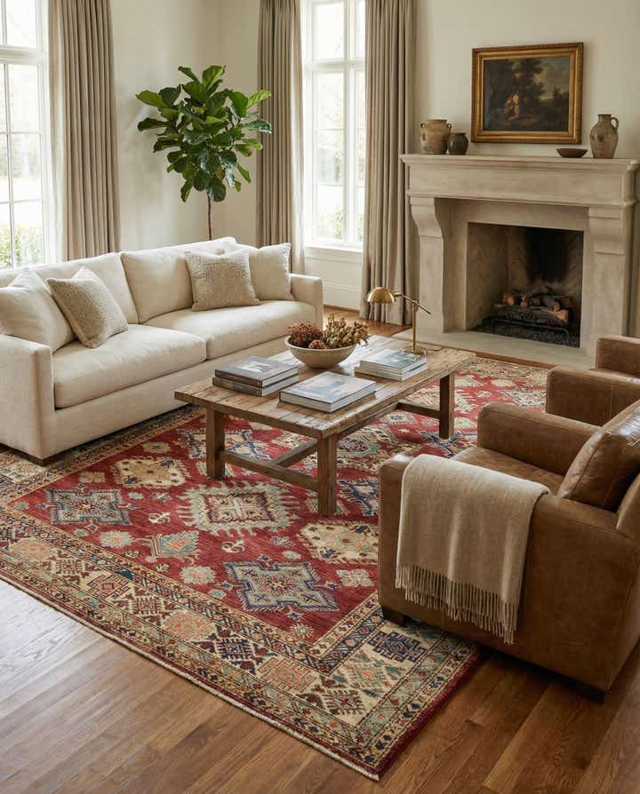 7' 1 x 9' 9 Hand Knotted Kazak Rug