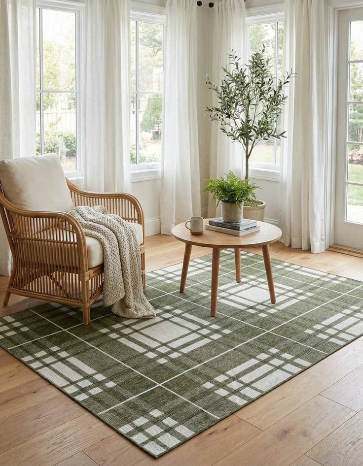 Detail image of  5' 3 x 8'  Washable Checkered Indoor / Outdoor Rug