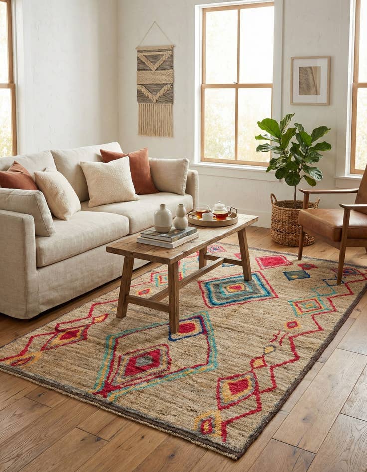 Detail image of 6' 4 x 9' 3  Hand Knotted Moroccan Wool Rug