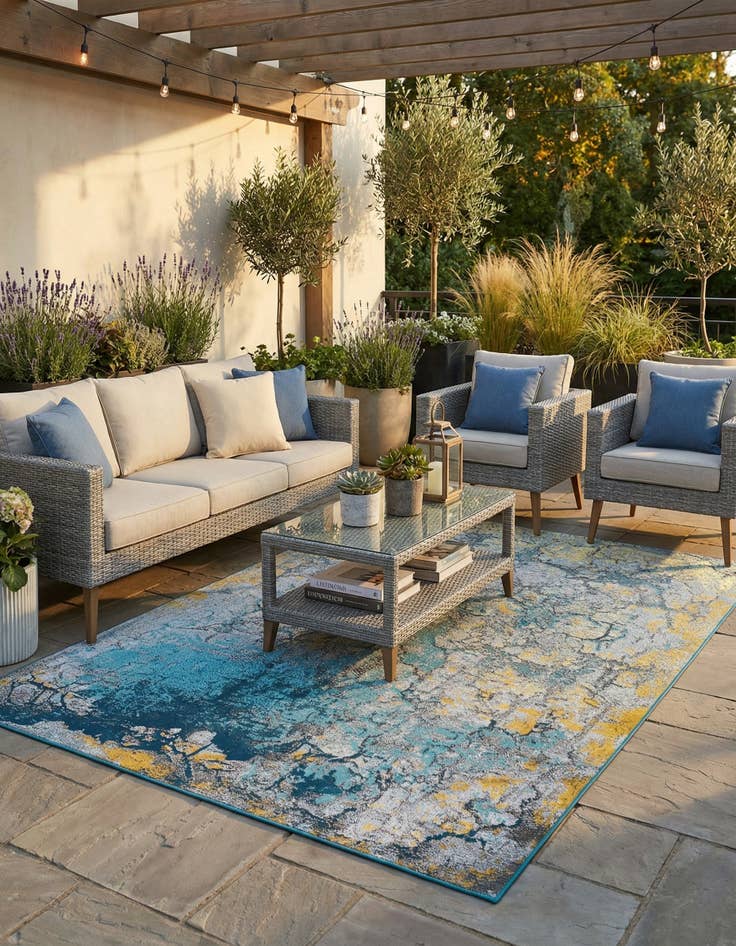 Detail image of 6' x 9'  Washable Modern Indoor / Outdoor Rug