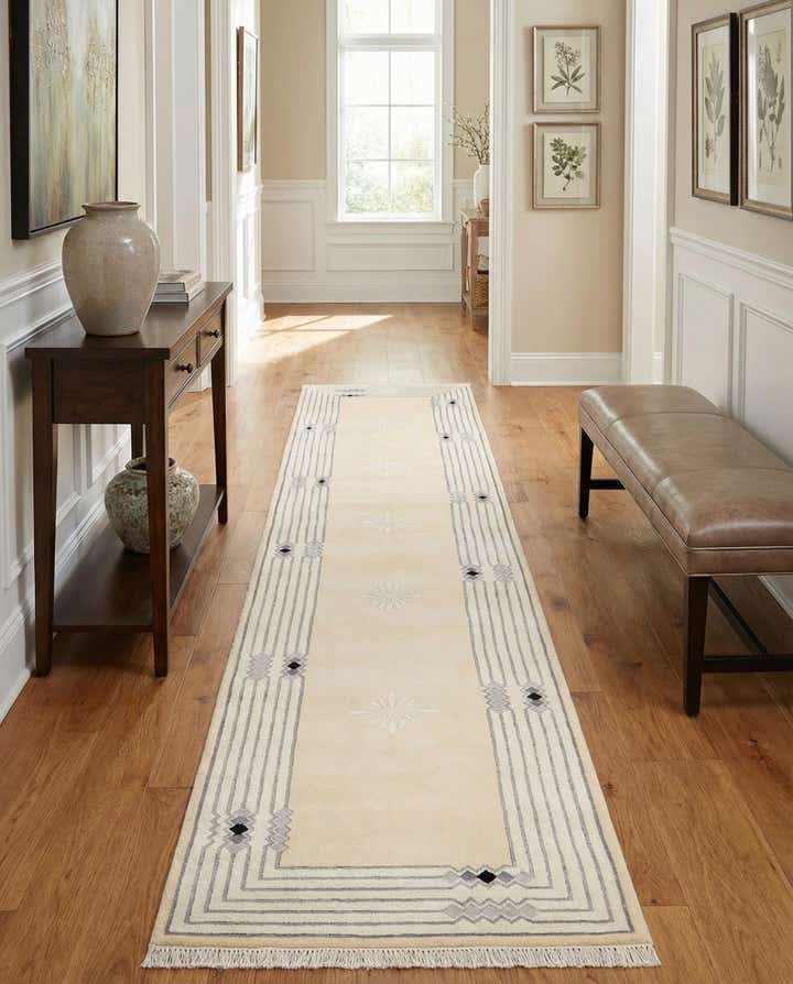 80cm x 395cm Handgeknüpft Darya Wolle Läufer Teppich
