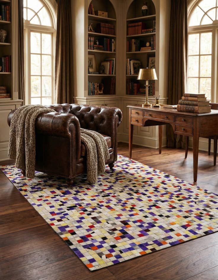 Detail image of 5' 1 x 7' 11 Cowhide - Patchwork Rug