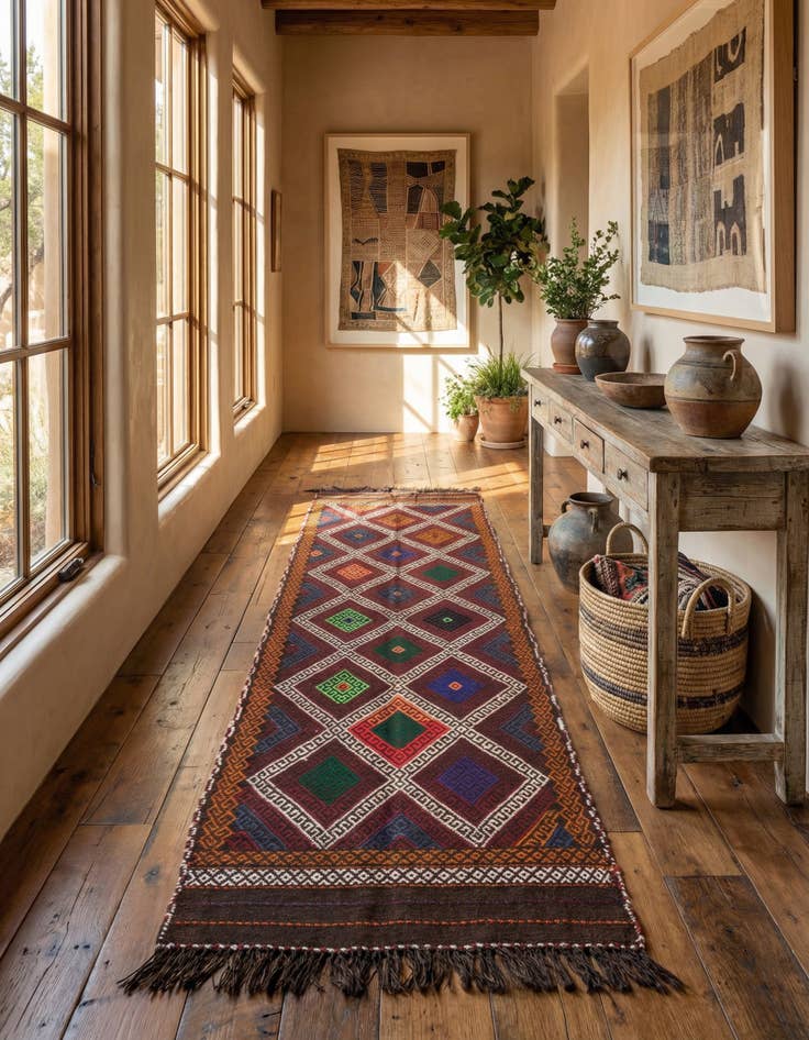 Detail image of 2' 3 x 9' Hand Knotted Kilim Fars Persian Wool Runner Rug