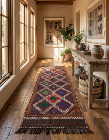 2' 3 x 9' Hand Knotted Kilim Fars Persian Wool Runner Rug