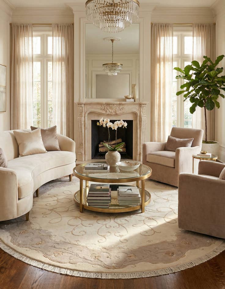 Detail image of 7' 10 x 7' 10  Hand Knotted Darya Wool Round Rug