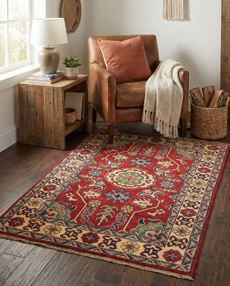 Detail image of 3' 4 x 5' Hand Knotted Kazak Rug