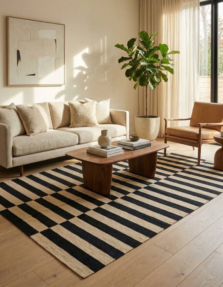 Detail image of 4' 1 x 6'  Hand Woven Kilim Modern Wool Rug