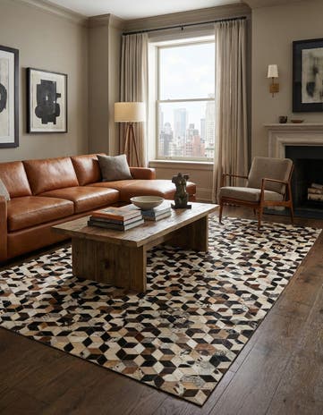 5' 2 x 7' 10 Cowhide - Patchwork Rug