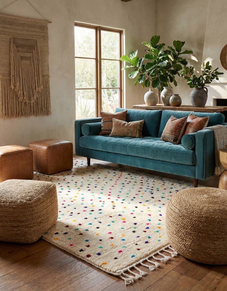 Detail image of 4' 8 x 8'  Hand Knotted Moroccan Wool Rug