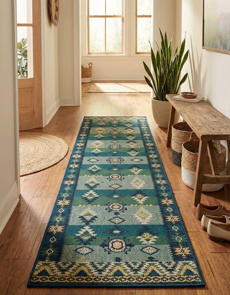 Detail image of  2' 7 x 10'  Washable Baja Indoor / Outdoor Runner Rug