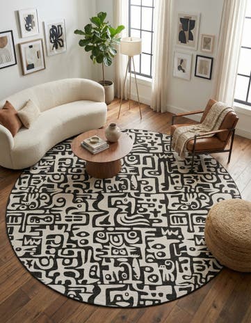 13' x 13' Easy-Clean Modern Indoor / Outdoor Round Rug