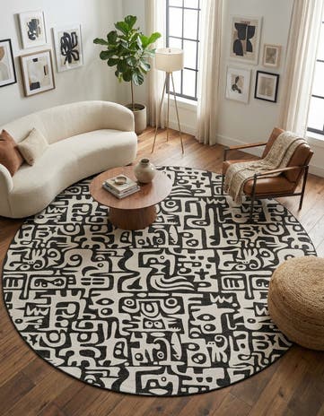 13' x 13' Easy-Clean Modern Indoor / Outdoor Round Rug